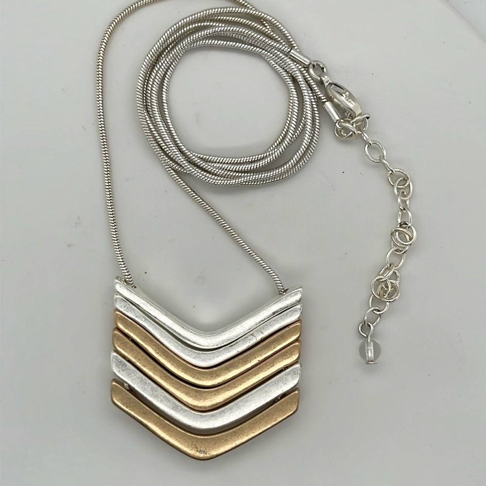 Chevron necklace mixed metal